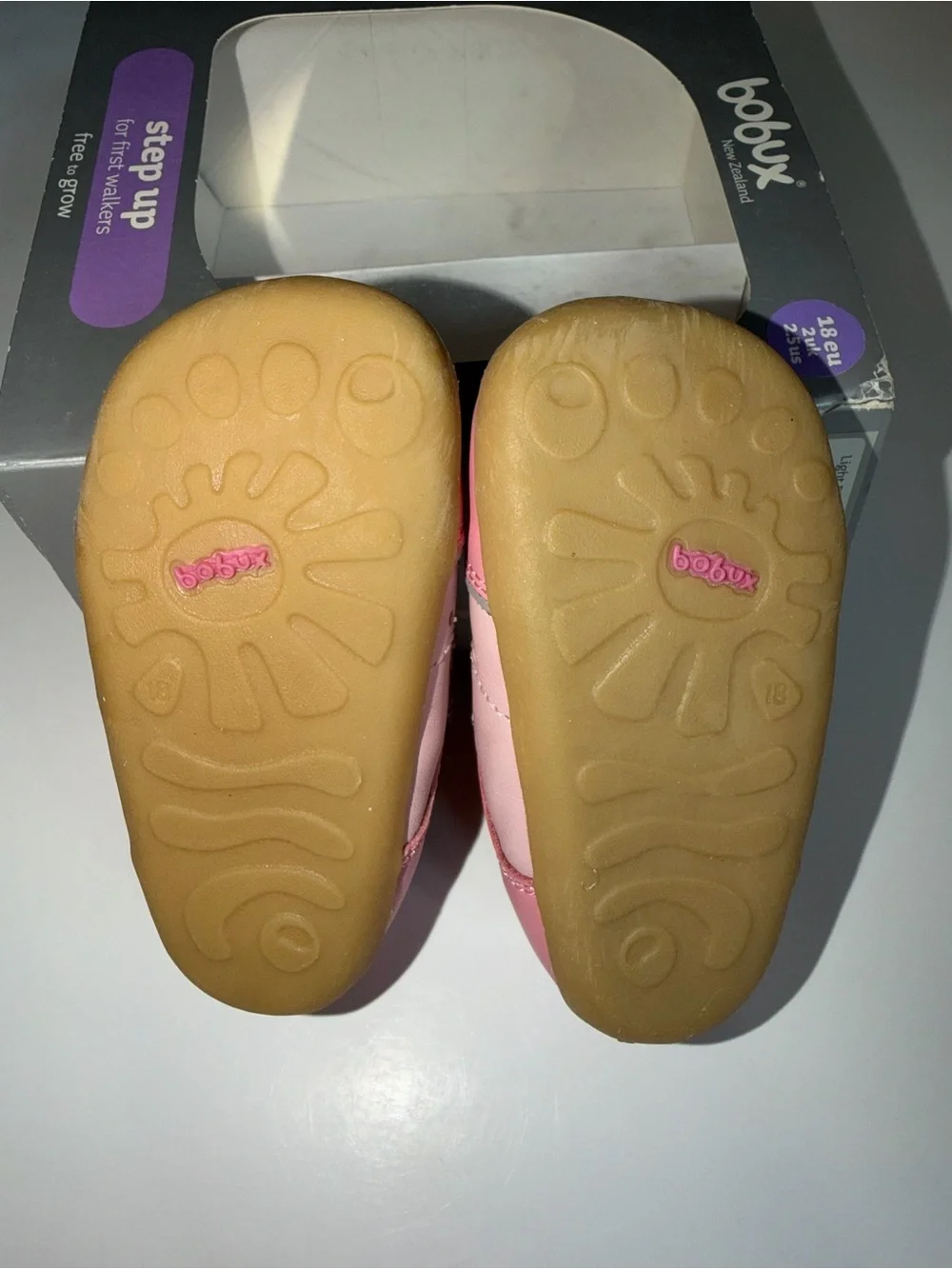 Bobux Pink & Silver Step-Up Leather Walker Shoes